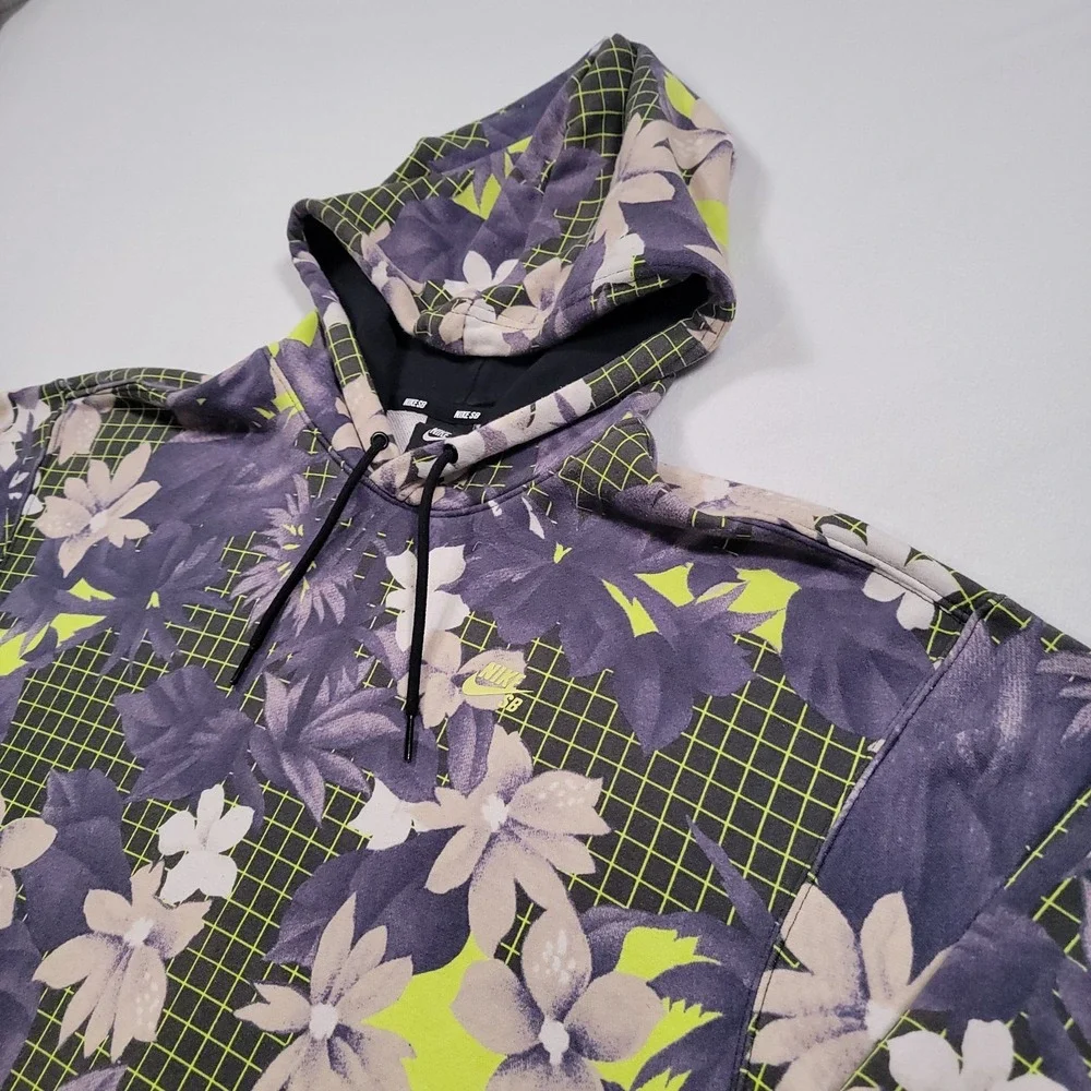 Nike SB Men Hoodie Small Floral Grid‎ Purple Skate Pullover
